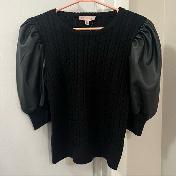 Philosophy Women's Puff Sleeve Cable Knit Sweater Size Medium - Picture 4 of 8